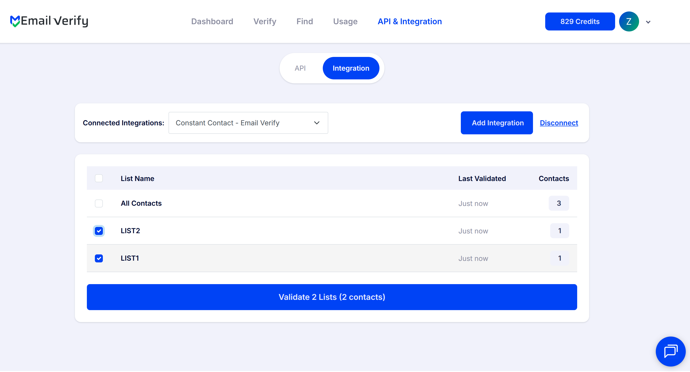 Step 6: Etapa 6: escolha listas para Validate